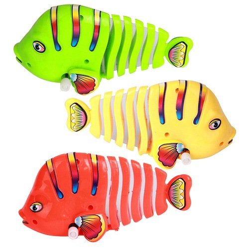 Wcysin 3 Pieces Wind Up Toy Fishes, Cute Clockwork Classic Baby Toddler Kids Toy Fish Random Colors