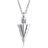QeenseKc Tribal Spearpoint Arrowhead Fish Hook Urn Necklace for Ashes Men Cremation Jewelry Memorial Keepsake Pendant