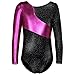 Long Sleeves Rainbow Stripes Starry Sky Dancing Athletic Leotard for Little Girl Black 150(9-10Y)