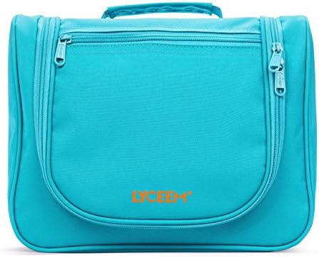 LYCEEM Unisex Hanging Toiletry Bag Travel Organizer Dopp Kit Basic Style (Updated Sky Blue)