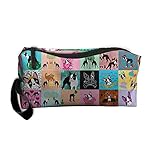 Travel Makeup Crazy Faux Boston Terrier Cosmetic Case Organizer Portable Artist Storage Bag Toiletry Jewelry Bag
