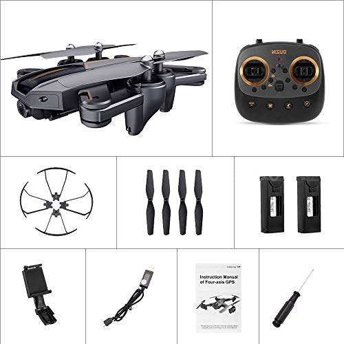 VISUO-XS812-GPS-5G-WiFi-FPV-5MP-1080P-Wide-Angle-HD-Camera-Foldable-RC-Quadcopter-Drone-Two-BatteryFoldableSideward-FlightTurn-LeftRightUpDown-5MP-1080P-HD-Camera