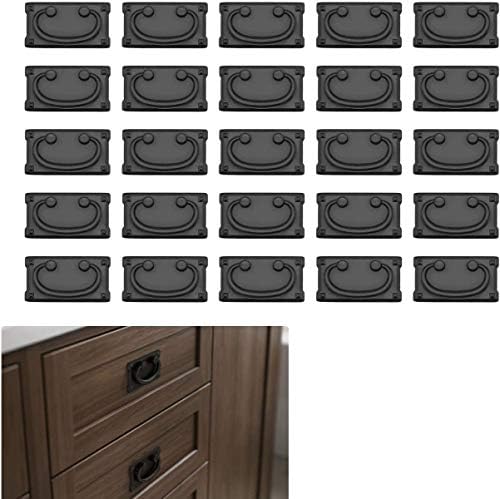 25 Pack Matte Flat Black Cabinet Hardware Mission Style Square Drawer Pull Handle Kitchen Bathroom Cupboard Door 3 In Hole Center