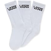 Vans Kids' Classic Crew Socks (3-Pack) | Unisex Everyday Socks for Boys & Girls, Soft & Stretchy Fabric, Great for High-Top Shoes, White, 10-13.5