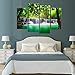 Cao Gen Decor Art-S45738 4 Panels Wall Art Beautiful Waterfall Prints Green Forest Nature Stretched and Framed Canvas Paintings Stream Water Landscape for Home Decorations Wall Decor Artwork