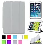BESDATA Ultra Thin Magnetic Smart Cover [Wake/Sleep Function] & Translucent Back Case for Apple 1st Gen Generation iPad Mini + Screen Protector + Cleaning Cloth + Stylus (Grey)