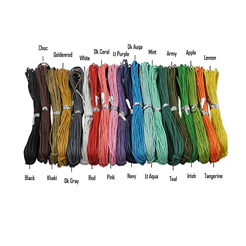 Inspirelle 20-Color 1.0mm Jewelry Making Beading Crafting MacramÃ© Waxed Cotton Cord Thread, 10 Yards Each Color