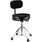 GIOCO Drum Throne with Backrest, Heavy Duty Drum Stool Height Adjustable, Motorcycle Style Drum Seat, Airlift Hydraulic Drum-Chair Drummer Stool Suitable for Adults Drummer