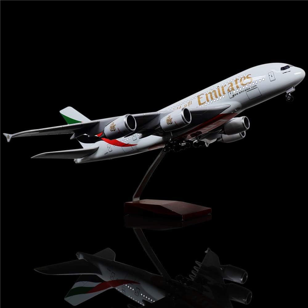 LESES 1:160 Scale LED Light Model Airplane United Arab Emirates Airbus 380 18 inches Resin Display Plane Model