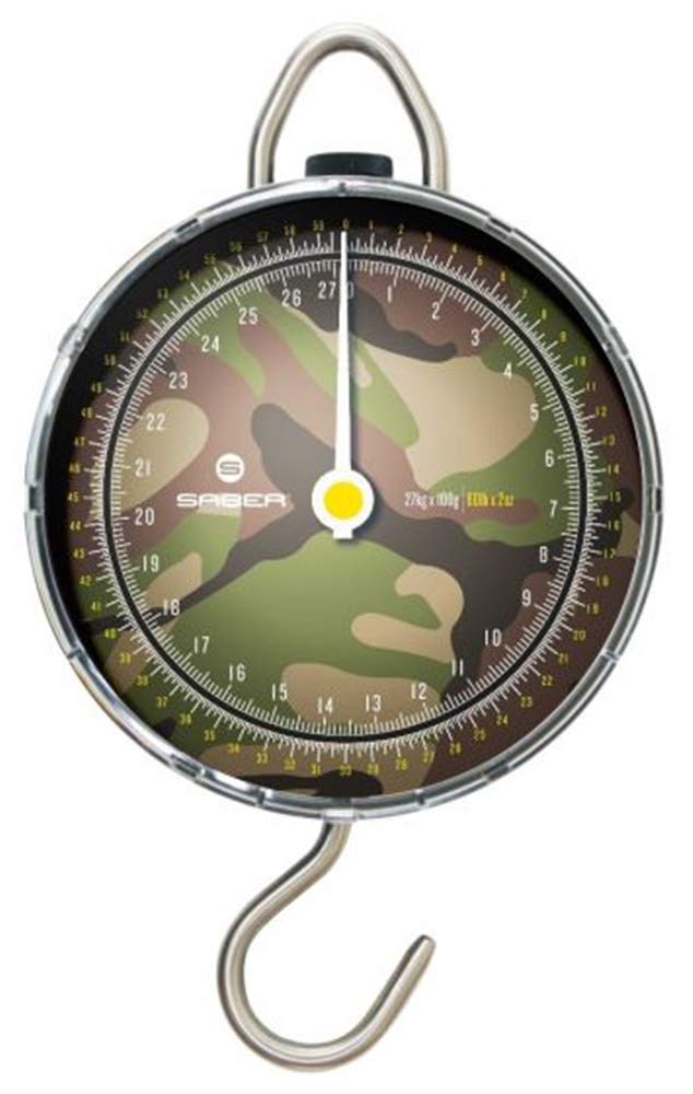 Saber - DPM Dial Scales - Up to 60lb - Camo Scales - Fluorescent Pointer - Easy To Read - Perfect For Weighing Carp And Normal Fish