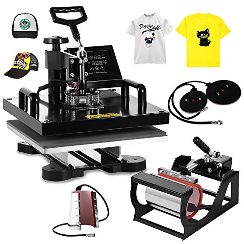 BestEquip Heat Press Machine 6 in 1 Digital Transfer Sublimation T Shirt Heat Press 15x15 Inch Heat Press for T-shirt Hat Mug Plate Cap (15'' x 15'' 6IN1)