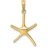 14k Yellow Gold Starfish Pendant Necklace for Women - Minimalist Ocean Symbol Charm with Polished Finish, Nautical Jewelry for Beach Lover Style, Coastal Summer Pendant, Sea Inspired Fine Accessory