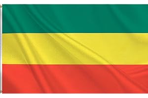 Ethiopia without Arms Flag 3x5FT,Heavy Duty 100D Polyester,Vivid Colors,Ethiopian Empire Abyssinia Flags with 2 Brass Grommet