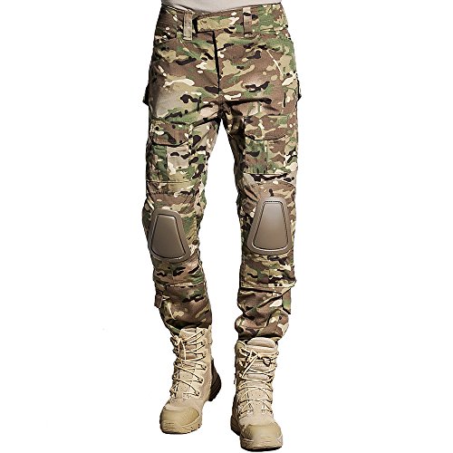 SINAIRSOFT Tactical Pants Shirt with Knee Pads Army Airsoft Combat BDU Pants Shirt MC (Pants, L)