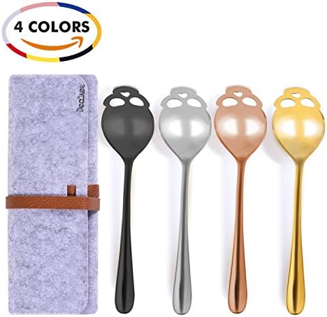 Skull Sugar Spoons, Dealikee Food-Grade Mirror Polishing Stainless Steel Stirring Spoons, 4 Colors Mixing Spoons, Dessert Spoons, Tea Spoons, Coffee Spoon For Family. (4 Pack, 5.90 Inches)