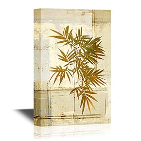 Canvas Wall Art - Bamboo Leaves on Abstract Background - Gallery Wrap Modern Home Art | Ready to Hang - 12x18 inches