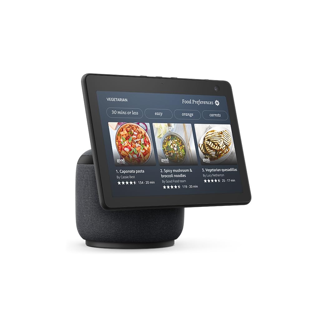 Echo Show 10 (Newest gen) | HD smart display with motion and Alexa | Charcoal Fabric