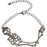 Decixde Gothic Skull Bracelet for Women Men Skeleton Bracelet Halloween Skull Skeleton Jewelry for Women Men