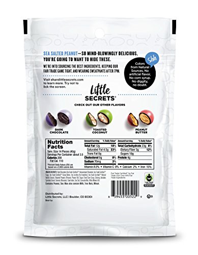 Little Secrets All Natural Fair Trade Gourmet Chocolate Candy - Dark Chocolate Sea Salted Peanut (5 oz, 4 Count) - The World's Most Unbelievably Delicious Chocolate Candies