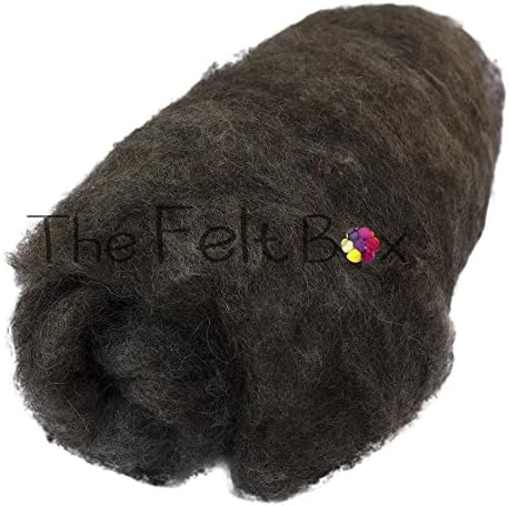 The Felt Box Core Wool Needle Felting, Carded Batt, Wool Felt Natural Brown Corriedale 200 Grams 7 Oz