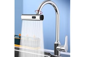 EXSSRACH Faucet Extender, 3 Modes Multi-functional Swivel Faucet Extender, Waterfall Sink Faucet Aerator Sprayer Adapter, Rotating Faucet Extender for Kitchen Sink, Silver