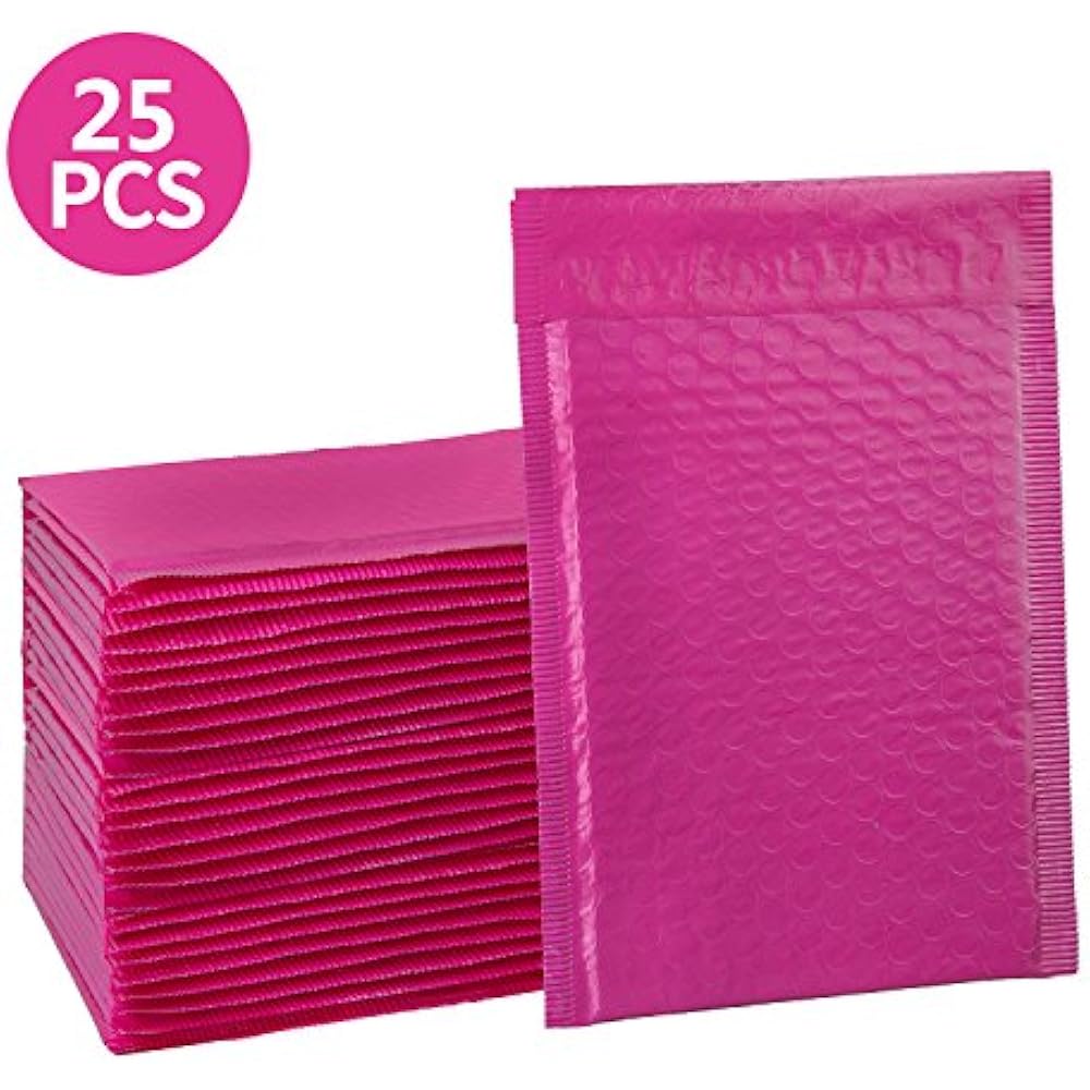 6x10 Inches Poly Bubble Mailers Self Seal Hot Pink Padded Envelopes