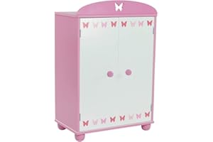 Emily Rose 18 Inch Doll Closed Door Clothes and Accessories Closet – Butterfly Furniture Collection – Fits 18” Dolls Like American Girl Our Generation Adora My Life As – Includes 5 Hangers – USA Brand