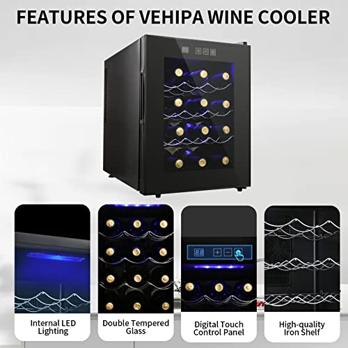 12 Bottle Wine Cooler Refrigerator, Compact Mini Wine Fridge with