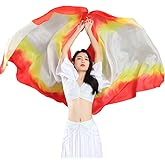 Rivoxi Women Real Silk Belly Dance Silk Veils Professional Oriental Halloween Stage Performance Show