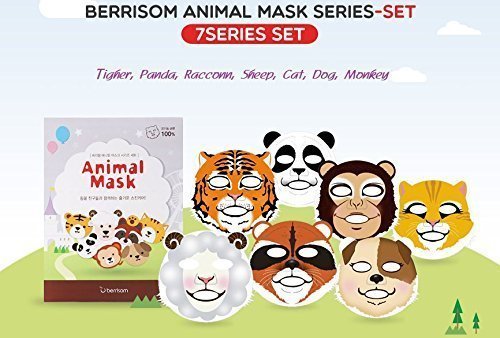 Berrisom Animal Mask Series Set 7 Characters Fun N Moisturizing Facial Mask Pack (25ml x 7pcs)