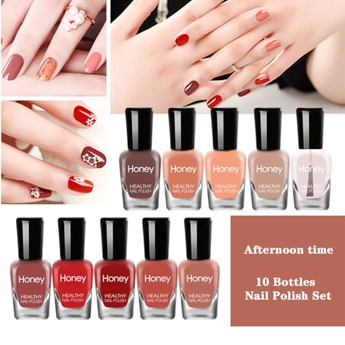 LBOYLOVE® 10 Pcs Easy Peel Off Nail Polish Set, Easy Peel Off & Quick Dry Nail Polish, Organic Water Based Non Toxic Nail Polish for Women and Teens (5ml)