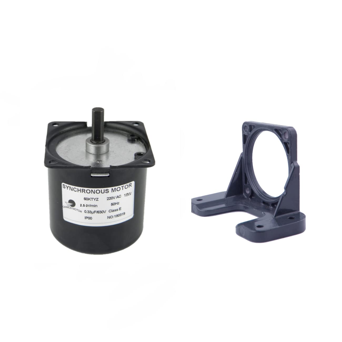 CHANCS 60KTYZ Synchronous Gear Motor AC 220-240V 2.5/3r/min CW/CCW Torque 80Kgf.cm Control 18W with 1PC Gear Motors Mounting Bracke Fixed Seat Holder