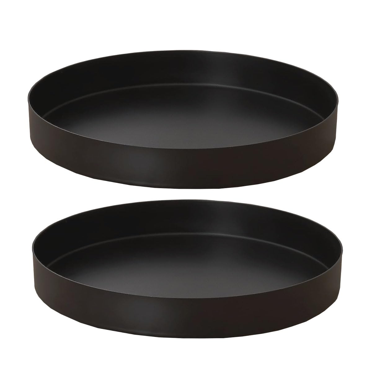 Photo 1 of 2 Pack Black Metal Round Tray, Candle Holder Tray, Decorative Serving Tray, Coffee Table Trays for Modern Farmhouse Home Decorations (7.8")