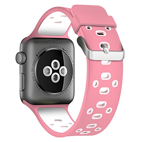 Pantheon Apple Watch Silicone Replacement Band, Sport Edition by, Strap fits the 38mm or 42mm Apple Watch 1, 2, 3 and Nike edition - Square Hole (42MM)