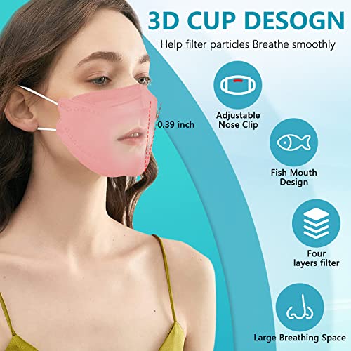 60Pcs KF94 Disposable Face Masks, KF94 Mask Individually Wrapped, Fish