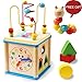 LuaLua Baby Toys for 1 2 3 Year Old Educational Wooden Bead Maze Shape Sorter Activity Cube Gifts for Boy And Girl Toddlers