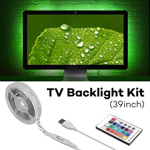 USB Powered LED Light Strip, Megulla (39in/1m) RGB Bias Lighting for HDTV with RF Remote Control, TV Backlight Kit for Flat Screen TV, PC - Reduce Eye Fatigue and Increase Image Clarity - Fits 10-32in
