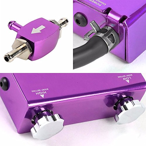 Purple Adjustable Pressure 1-30 PSI Manual Turbo Charger Boost Control+Rocket Switch without Electronic Wastegate/ Silver 44mm 14 PSI V-Band ClampOn Manifold Wastegate Kit+Dump Pipe Valve+Sealing Ring