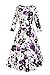 Women's Dress 3/4 Sleeve Calf-Length Retro Floral Vintage Dress Audrey Hepburn Style Black-Purple