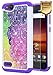 ZTE Blade Vantage Case, ZTE Avid 4 Case, ZTE Tempo X Case, ZTE Fanfare 3 Case with [Tempered Glass Screen Protector], NageBee [Hybrid Protective] Armor Cover [Studded Rhinestone Bling] Case -Rainbow
