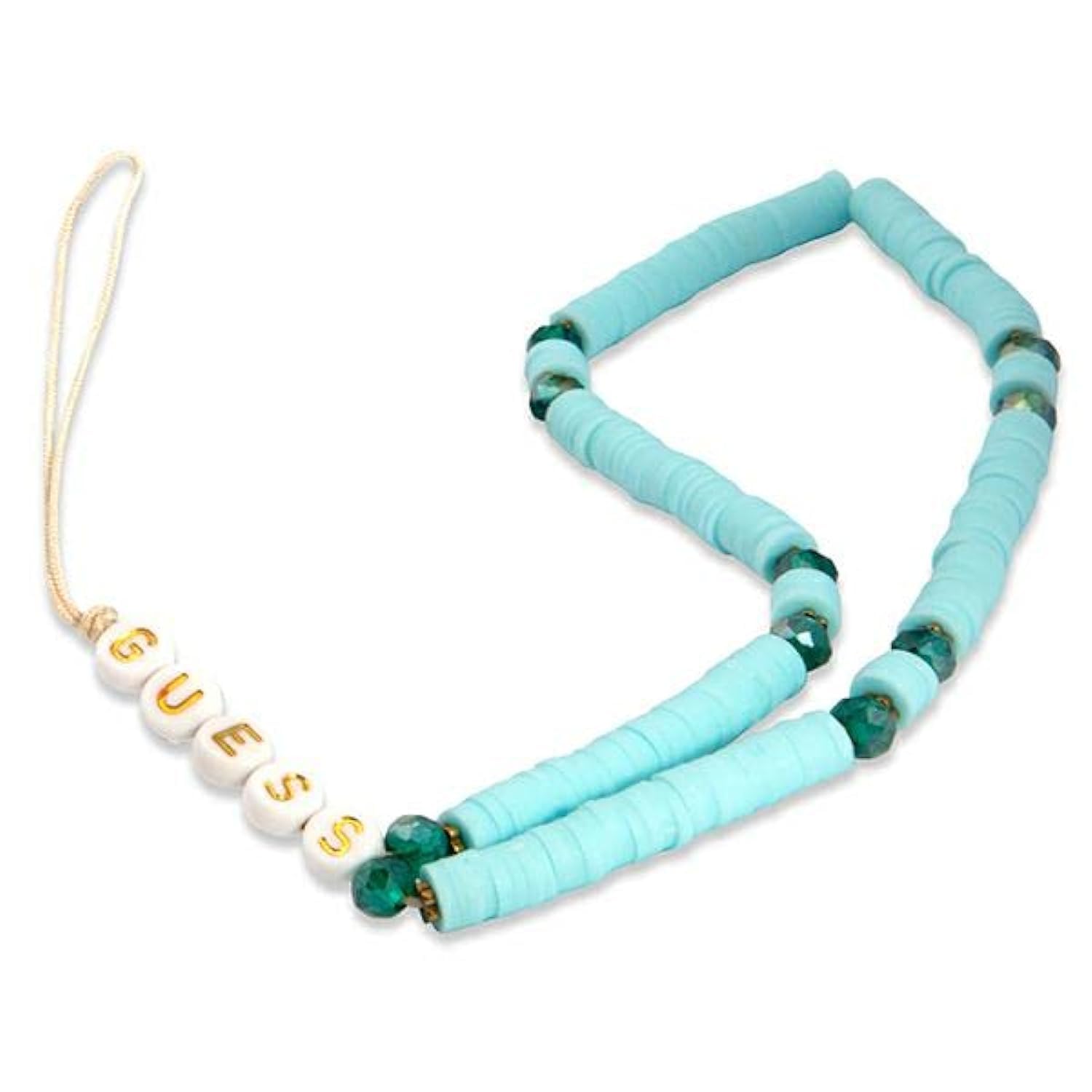 GUESS Gustpearl Phone Strap Blue Heishi Beads, x, Acrylic, Agate