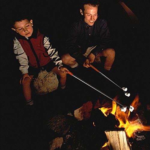 MCIRCO Marshmallow Roasting Sticks,Set of 10 Pack 42“ Telescoping Smores Skewers Hot Dog Extending Stainless Steel Forks for Camping, Campfire, Bonfire Kids