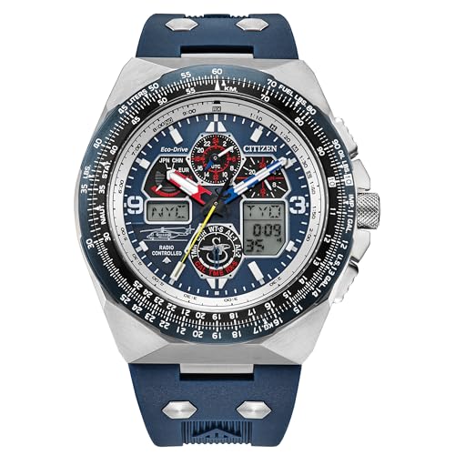 Citizen Men's Eco-Drive Promaster Sikorsky Watch, Blue Dial, Blue Rubber Strap, Atomic Timekeeping (Model: JY8156-00L)