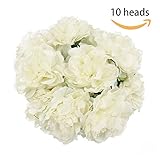 10 heads Artificial White Peony Flowers Holding flowers bouquet Fake Hydrangea Silk Flower Faux flower Bridal Decoration for Party Home Wedding