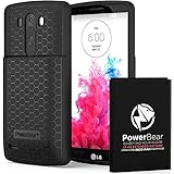 PowerBear LG G3 Extended Battery [6500mAh] &amp; Back Cover &amp; Protective Case (Up to 2.2X Extra Battery Power) - Black [24 Month Warranty &amp; Screen Protector Included]