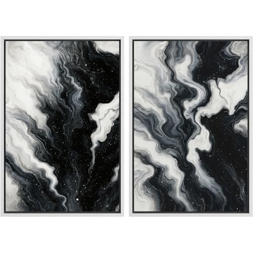MUDECOR Framed Canvas Print Wall Art Set Monochrome