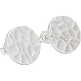 Rogivora 925 Sterling Silver Hammered Disc Stud Earrings for Women, 10mm Minimalist Hypoallergenic Earrings for Sensitive Ears, Simple Everyday Jewelry