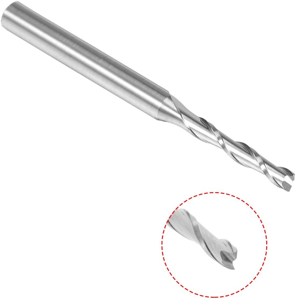 sourcingmap 5PCS 1/8" Shank 2.0mm x 12mm Carbide End Mill CNC Router Bits 2 Flute Milling Bit for Acrylic PVC MDF Wood - Image 3