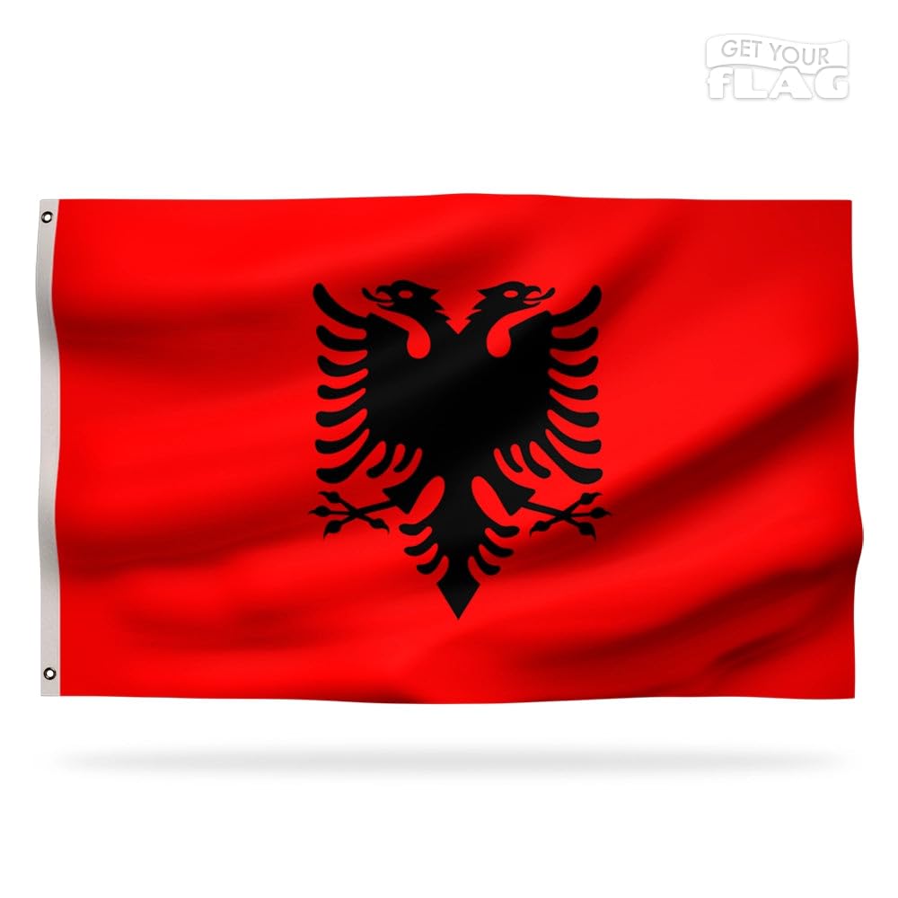 Premium Albanian Flag 150x90cm - Very Resistant and Excellent Quality Albania flag with 2 metal eyelets - Be proud of your colors ! — image 1