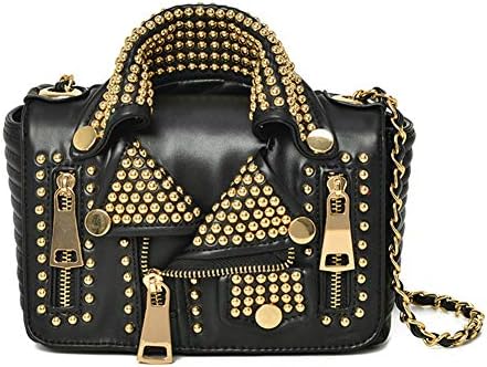 Lxmhz Women Personalized clothes Shoulder Bags Messenger travel Daypacks Chain Motorcycle Purses,Gold
